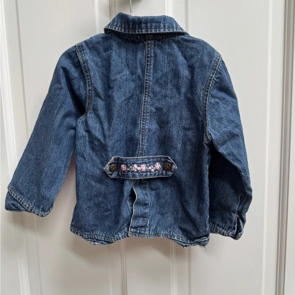 Carter's 3T Girls Blue Jean Jacket Classic Denim Style with Flower Design